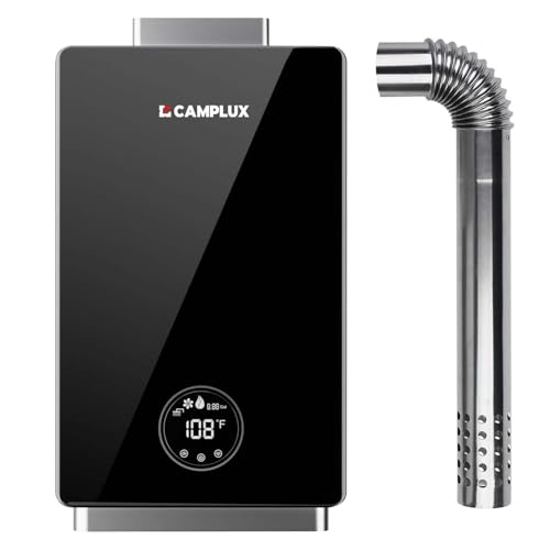 CAMPLUX Propane Tankless Water Heater, Instant Hot Water Heater, 3.18 GPM On Demand, Propane, Indoor, Black