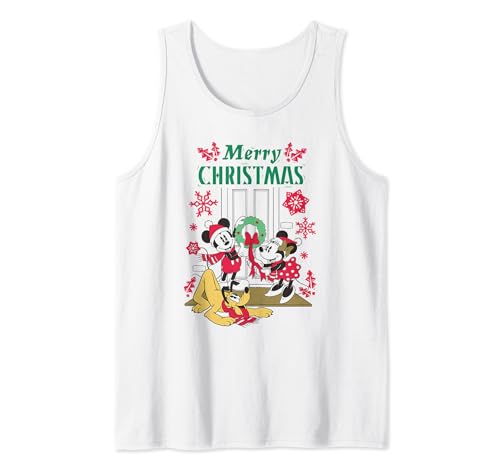 Image of Disney Mickey Mouse and Minnie Christmas Wreath Tank Top