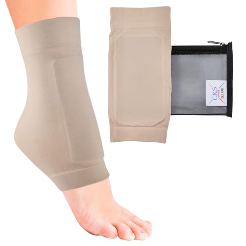 CRS Cross Lace Bite Pad Gel Sleeves. One Pair of Premium Padded Skate Socks to Cushion and Protection the Skate Bite Area for Ice Skating, Hockey, Roller, Skiing, or Boots. (One Size Fits Most)