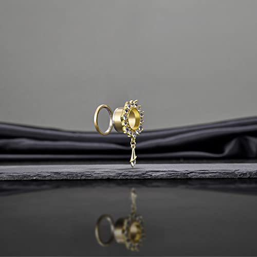 KUBOOZ Gemmed Flower Drop Eyelets Gold Plated Stainless Steel Flare Screw Back Ear Tunnels Plugs Gauges.2