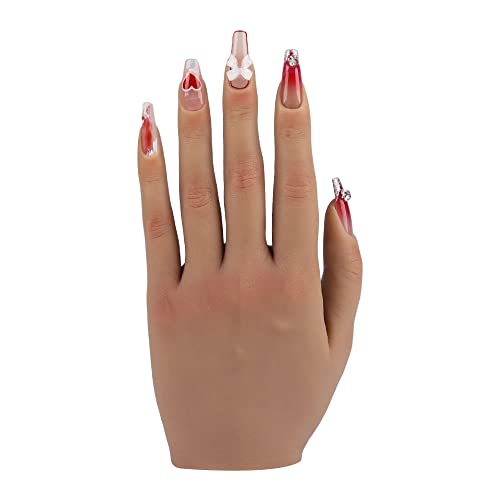 Practice Hand For Acrylic Nails Silicone Female Mannequin Life Size Hand As Nail Practice Hands Sketch Jewelry Ring Glove Watch Display With Nail 18Cm #TOP1