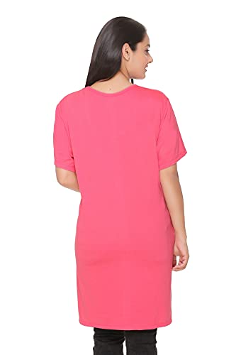Image of CUPID Regular Fit Cotton Round Neck Half Sleeve T-Shirt, Plus Size Night n Sleep Wear, Daily Use Gym n Lounge Wear Long Tops for Women 5XL, Pink