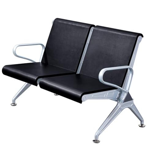 Silla de recepción negra con reposabrazos para negocios y salas de espera
