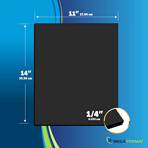 Image of Mega Format Expanded PVC Plastic Sheets - 11 inch X 14 inch Rigid Black Sheet for Crafts, Signage, & Displays - Sintra, Celtec PVC Board - Waterproof for Outdoors Use - 1 /4 inch 6mm Thick - 1-Pk-Black