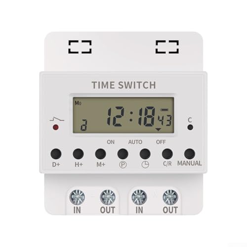 Hosrivae Interruptor temporizador digital de 220 V, controlador electrónico programable semanal de 60 A para circuitos eléctricos domésticos e industriales, carcasa ABS, color blanco