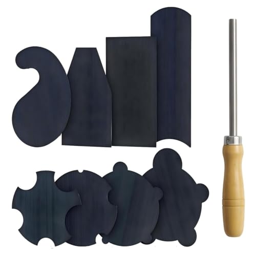 HERMIT TOOLS Lot de 9 grattoirs d'armoire multi-formes pour le travail du bois (9, 1 brunissoir + 2 rectangulaire + 1 courbé + 1 col de cygne + 2 concaves + 2 convexes)