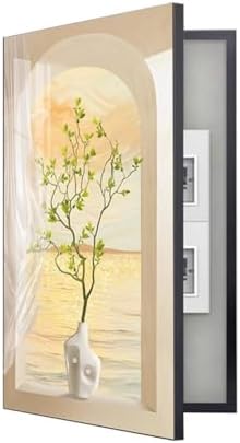 Stylish Gold Decorative Breaker Box Cover - Wall-Mounted Electrical Panel Hideaway - Aluminum Frame for Home Office Decor (50x100cm) - Enhance Your Interior Design