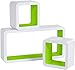 3 sztuk/zestaw dekoracyjne białe kostki pływające półki ścienne CD DVD. Zabawki Przechowywanie Wyświetlacz Półka Regałówka Organizator Home Decor (Color : White green)