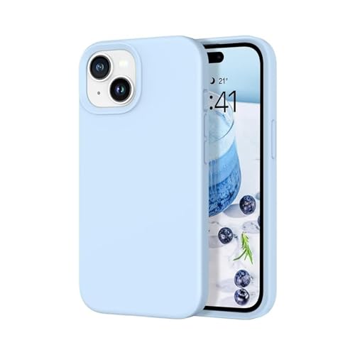 Aksesory 14 Case 6.1 Inch Premium Silicone Phone Case Slim Fit Shockproof Protective Back Cover Soft Touch Grip Anti-Scratch Durable Lightweight Mobile Phone Case (Light Blue)