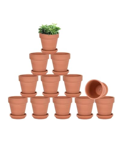 vensovo Terracotta Pots with Saucer - 12 Pack 7.6CM Clay Pot