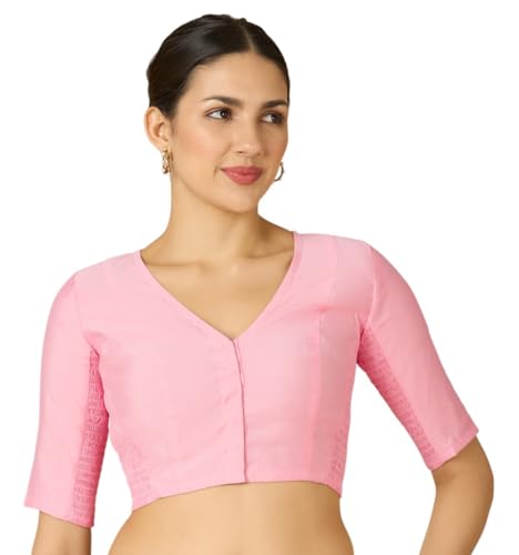 Image of Studio Shringaar Women's Cotton Stretchable (Smocked) Readymade Saree Blouse with Underarm Sweat Pads (Pack of 14 Pads)