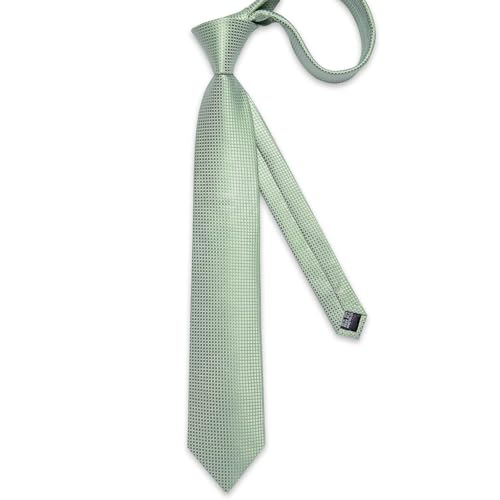 Image of DiBanGu Mens Solid Color Tie and Pocket Square Set Woven Silk Plain Necktie & Handkerchief for Men Wedding Party Formal