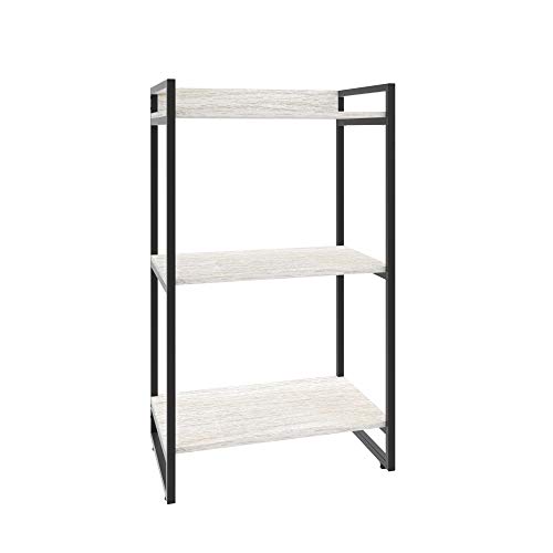 Compace Estante Multiuso 3 Prateleiras 104x60cm Estilo Industrial, SNOW/EST.PRETA, Kuadra