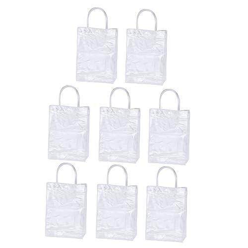 Holibanna 8Pcs PVC Clear Tote Bag Durable Reusable Handheld Packing Bags for Groceries Parties Weddings and More Easy to Clean