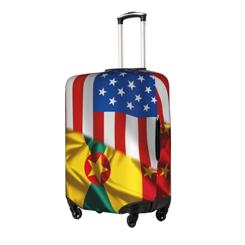 Travel Luggage Cover America Flag And Grenada Flag Fashion Washable Baggage Suitcase Protector Fit For Luggage Medium2