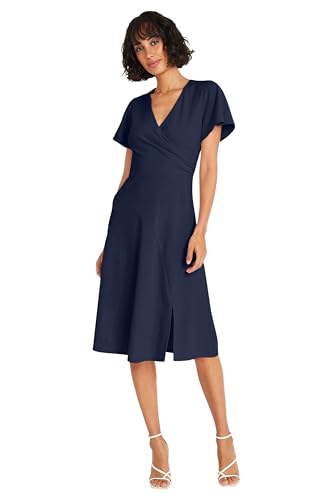 Maggy London Faux Wrap V-Neck Flutter Sleeves Cocktail Wedding Guest Dresses for Women