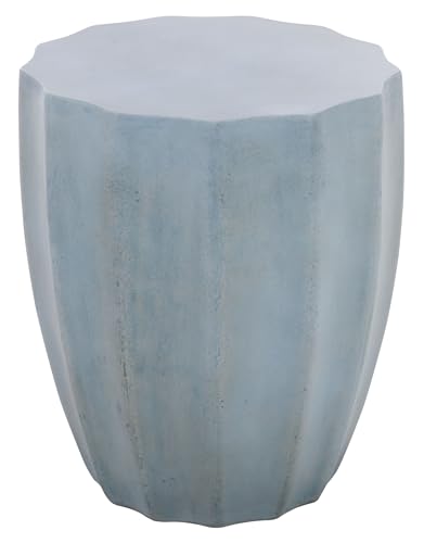 SAFAVIEH Outdoor - Jaslyn Accent Stool - Powder Blue Concrete