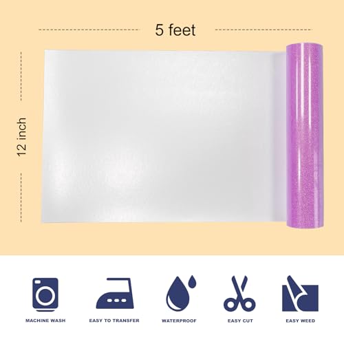 Image of Neon Pink Glitter Puff Vinyl Heat Transfer - 12 inch x 5ft 3D Puff HTV Vinyl, Glitter Puffy Iron-On for Fabrics, Perfect for T-Shirts, Bags, Pillows, Compatible with Cricut & Cameo