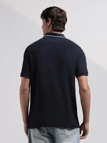 Image of Calvin Klein Jeans Solid Regular Fit Cotton Polo T-Shirt Breezy Blue