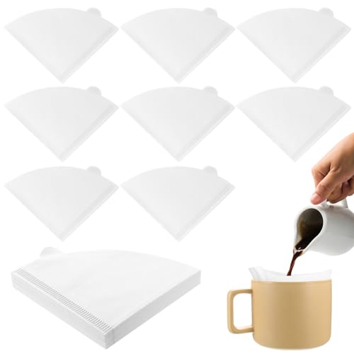 200 Pcs Filtros de Papel Número 1, Filtro de Café de Papel de Filtro de Cafés en Forma de V Tamaño 01, pPapel de Filtros de Café de Cono para Cafetera de Goteo(Blanco, 1-2 Tazas)