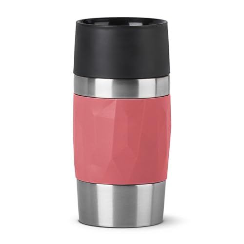 Tefal - Taza isotérmica (0,3 L, aislamiento de doble pared, mantenimiento de bebidas calientes 3h, frescas 6h, acero inoxidable, revestimiento de silicona, Travel Mug Compact N2160410