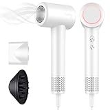 Picture of Hair Dryer, TurboLux Ionic 200 Million Negative Ions 1500W Fast Drying High Speed Hairdryer with Diffuser, Lightweight, Low Noise Hair Dryers for Women with 110000 RPM Brushless Motor (Pearl White)