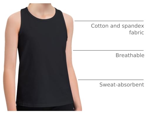 Image of Auranso Girls Tank Tops Cotton Sleeveless Undershirts Athletic Dance Tops