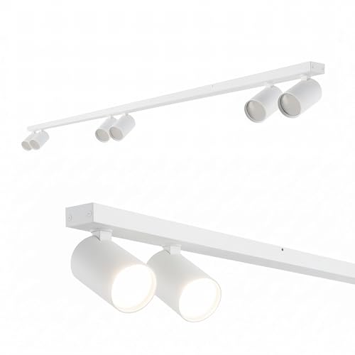 EDO Lampada Faretti da Soffitto Orientabili MALGA LINE 6 GU10 Bianco, Faretti 6 Luce, Faretto da Parete Interno per Barra, Plafoniera Moderna per Camera da Letto Cucina Soggiorno, Senza Lampadina