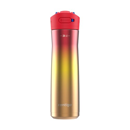 Image of Contigo Ashland Chill 2.0 Stainless Steel Water Bottle with Autospout Lid, 24 oz, Watermelon Ombre