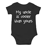 My Uncle is Cooler Than Yours - Funny Baby Essentials Bodysuit - Newborn Clothes Baby Romper (Newborn, Black)