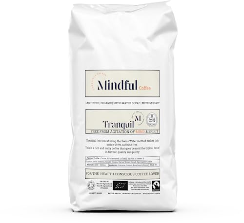Mindful Coffee - Tranquil | Organic Swiss Water Decaf | Mycotoxin Free - Lab Tested | Freshly Roasted (Whole Bean, 1KG)