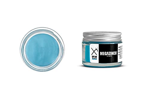 MEGAZINCO BLUE - mineral SPF50 y 100% NATURAL. Crema/pasta de alta protección solar para surfistas, marineros, montañistas, esquiadores, snowboarders, triatletas, nadadores. CREMA SOLAR SURF - 40 ml