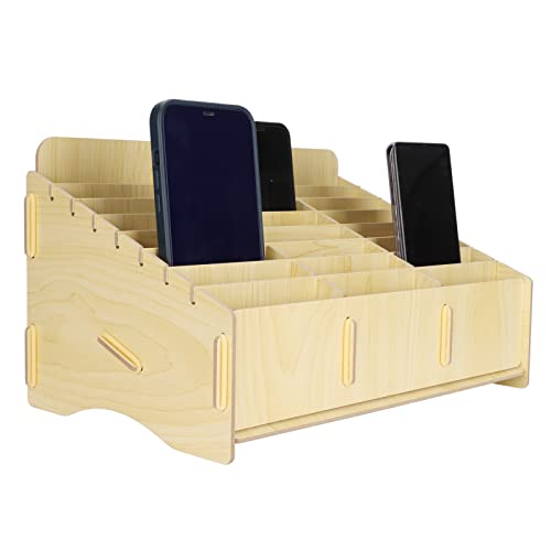 Scatola di Immagazzinaggio per Telefoni Desktop in Legno a 24 Griglie di per Multifunzionale a Forma di U in Fai-da-te di per Attrezzi
