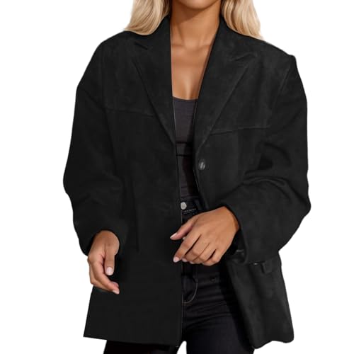 Manteau d'hiver vintage en cuir suédé surdimensionné et chaud