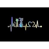 Dog & Cat Heartbeat Reflective Car Sticker Vinyl Car Decal for Car Side Body and Car Window (Colour)