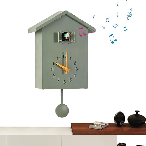 Reloj de pared de cuco con pilas, reloj de pared decorativo Cuco - Reloj decorativo para pájaros con alarma temporizada,Reloj de pared moderno con sonido de pájaro y péndulo, reloj de cuco con pilas,