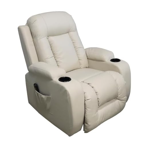 Poltrona do Papai Austin com Reclinação Elétrica Massagem Aquecimento PU Bege G31 - Gran Belo