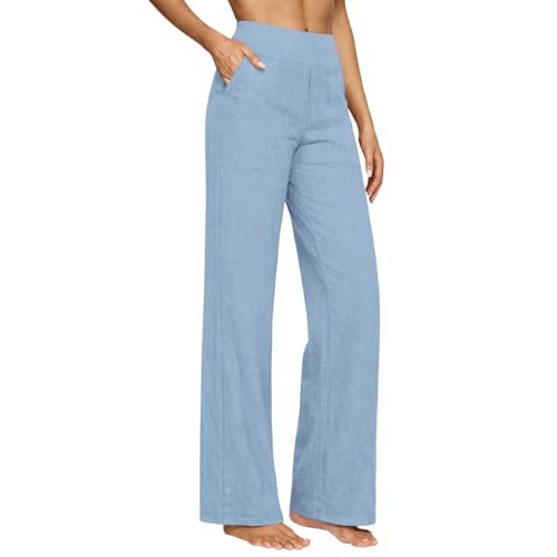 Leinenhose Damen Leichte Sommerhose Baumwolle Leinen Hose Leicht Frau Jogginghose Einfarbig Elegante Wanderhose Oversized Festliche Musselin Hosen Stoffhose Freizeithose Cargohosen Strandhose