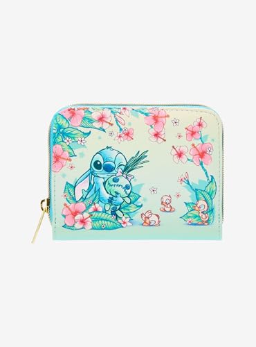 Portefeuille Disney Stitch Loungefly : mini zippé floral Premium