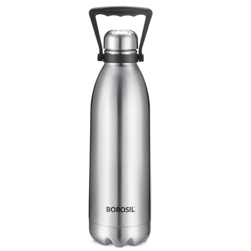 Image of Borosil 1.5 L Hydra Bolt Stainless Steel Water Bottle | Double Wall Vacuum Insulated Flask | 24 Hours Hot and Cold | Bottle for Office, Gym, School | 1 Year Warranty | Silver