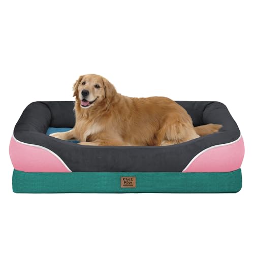 Image of Chez Paw Waterproof Orthopedic XL Dog Bed for Large and Extra Large Dogs | Egg Crate Foam, 4-Sided Bolster Support, Waterproof Liner, Non-Slip Bottom, Machine Washable Cover, 42 x 30 Inch