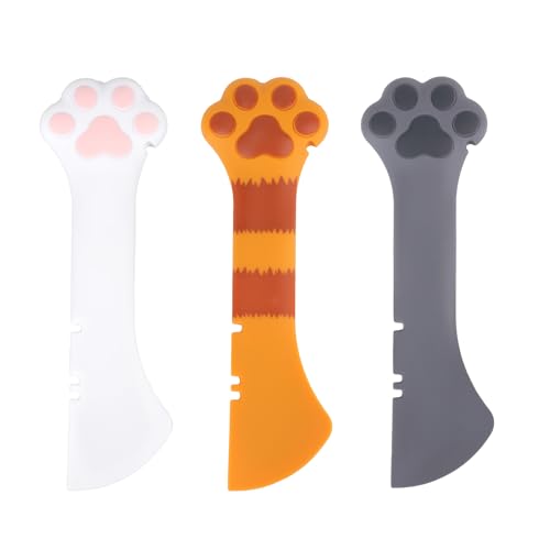 Tinoaly 3 Pcs Dog Cat Food Spoon Cute Paw Spoon for Wet Food Silicone Can Opener Multifunctional Pet Spatula Scoop Mixing Spoons for Cat Dog Supplies (White Orange & Dark Grey)