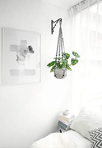 Image of Mkono 3 Pack Macrame Plant Hangers Hanging Planters for Indoor Plants Grey