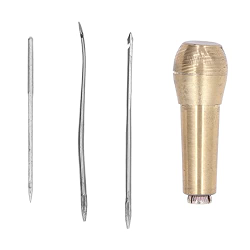 NDNCZDHC Leather Sewing Needles with Copper Handle, Sewing Awl Hand Stitcher Shoe Repair Tool Kit, Leather Craft Needle Kit with Awl Head