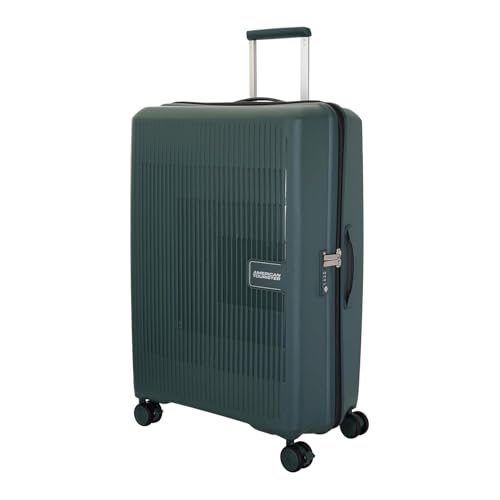 Image of American Tourister 77 CM Hard Shell 8 Spinner Wheel,Expander & Recessed TSA Lock Check-in Trolley Bag for Travel|Large PP Suitcase with Double Zipper,Flexi Packing Straps for Unisex (Green, 77 CM)