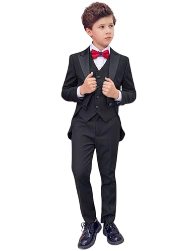 Costume queue-de-pie garçon infroissable 3 pièces pour cortège de mariage confortable