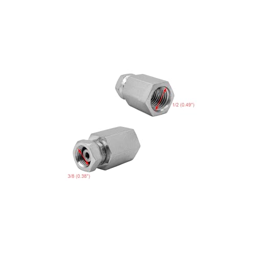 Image of (2-PACK) 1405-04-02 Hydraulic Hose Adapter Fitting 1 /4 inch Female (1 /4 inch-18NPTF)x1 /8 inch Female Swivel (1 /8 inch-27NPSM) Straight Pipe Connector Carbon Steel