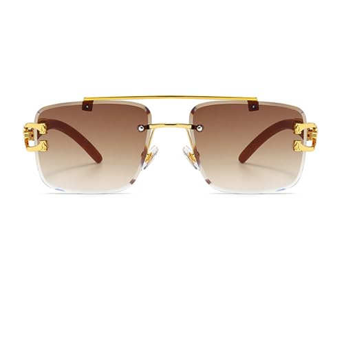 Oversized Rimless Square Sunglasses for Men and Women, Classic Retro Designer Shades2