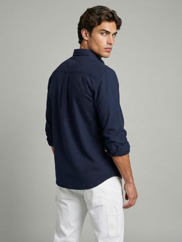 Image of Urbano Fashion Men's Cotton Full Sleeve Regular Fit Solid Oxford Shirt with Button-Down Collar
