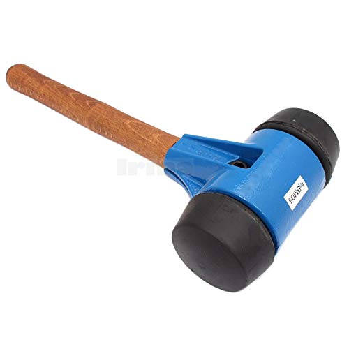 Maillet Professionnel à Double Face 3.2kg 80mm - Caoutchouc + Caoutchouc - Maillet à Poignée en Bois, Maillet en Caoutchouc Lourd, Maillet Caoutchouc